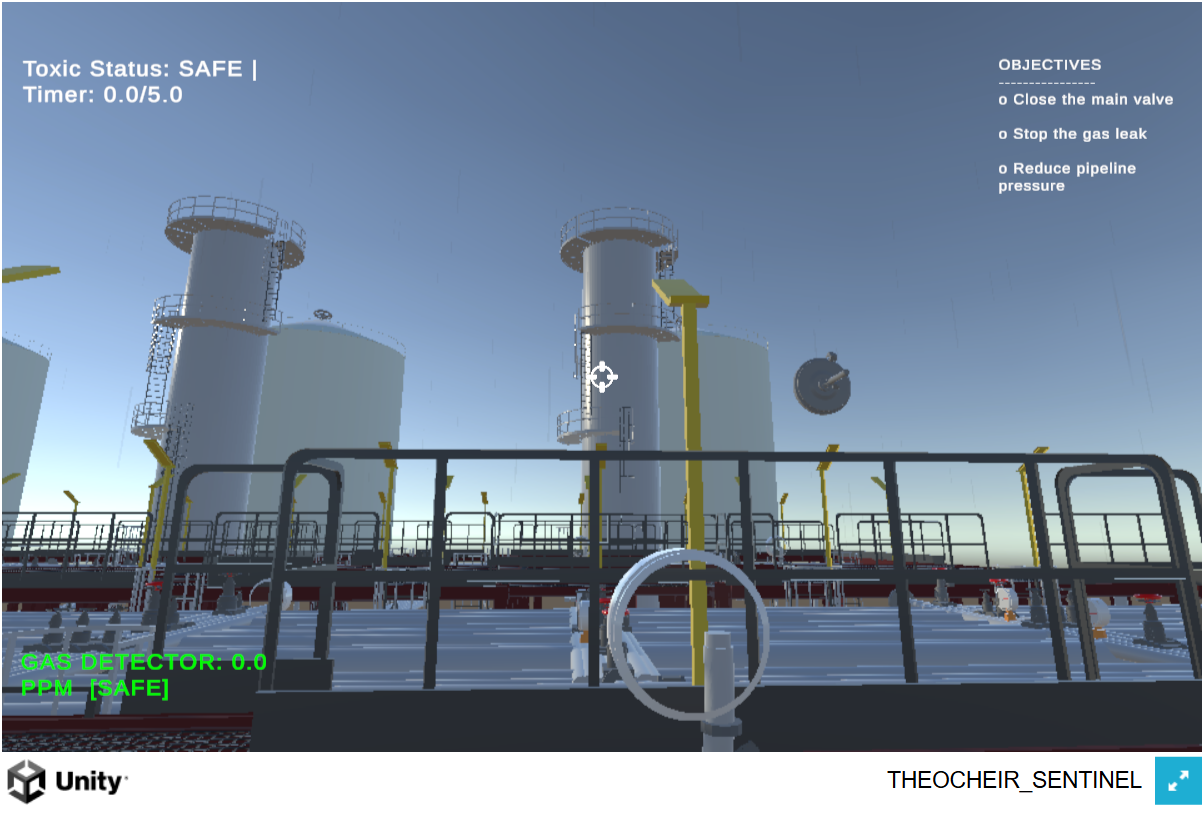 Sentinel VR training simulation of an industrial facility